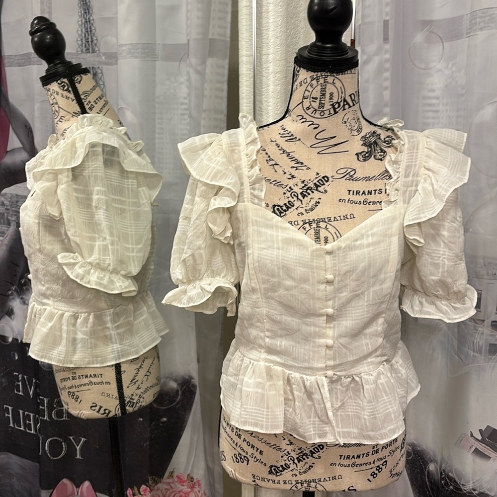 Mele e Pere Off-White Peasant Blouse